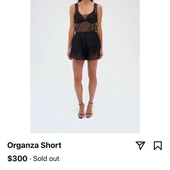 ISO renggli Black High Waist Organza Shorts in M